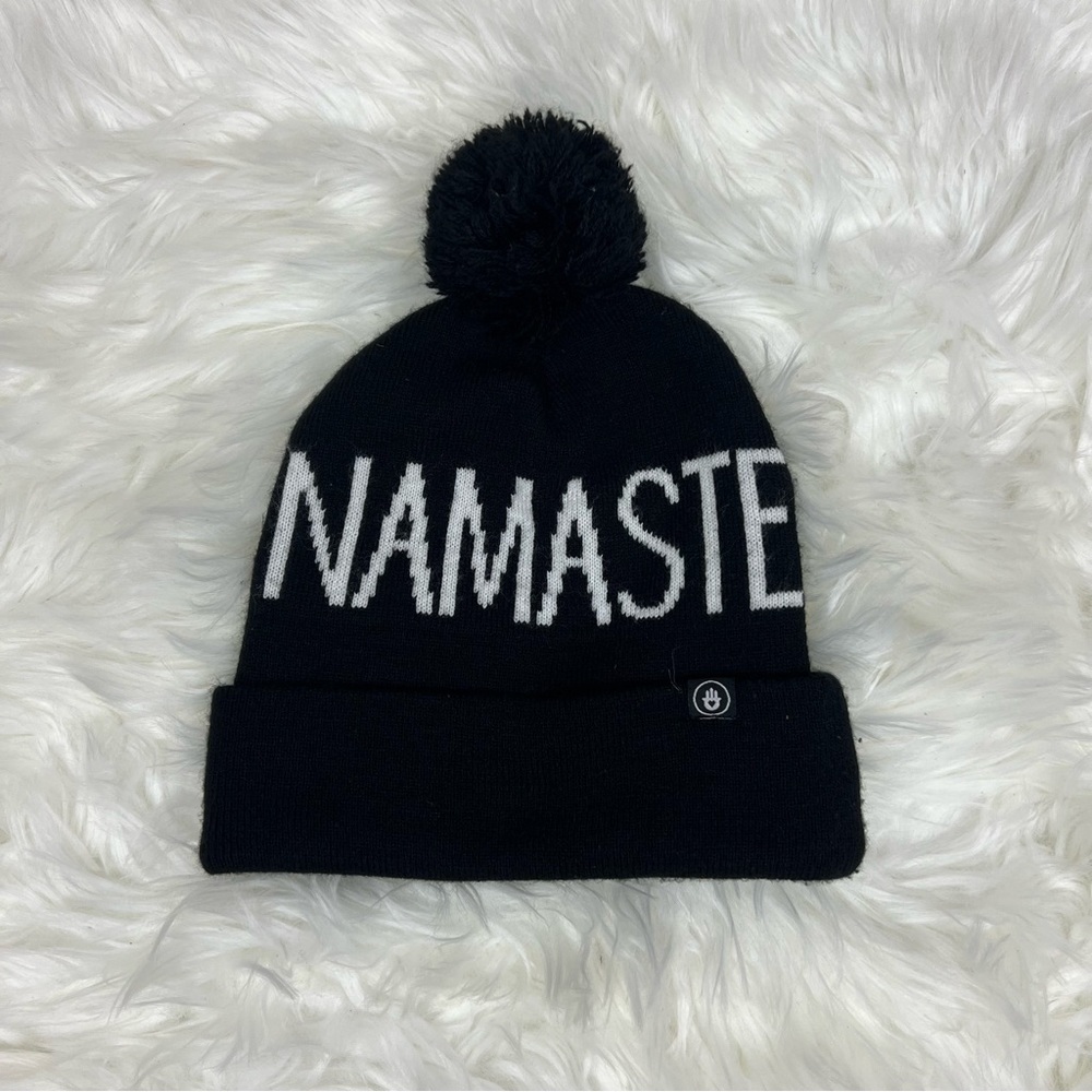 Spiritual Gangster Black & White 'NAMASTE' Pom Pom Beanie
